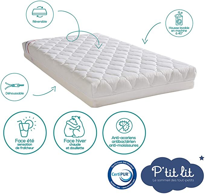 P Tit Lit Matelas Bebe Climatise 60x1 Cm 1 Face Ete Fraiche Kadolog
