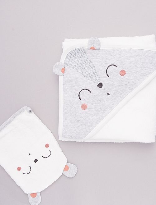 Ensemble Cape De Bain Et Gant Lapin Bebe Fille Gris Beige Kiabi Kadolog