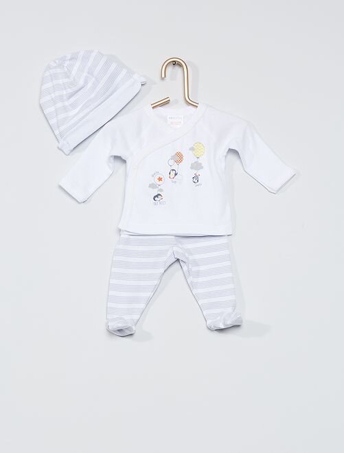 Ensemble 3 Pieces Absorba Bebe Garcon Gris Blanc Kiabi 15 00 Kadolog