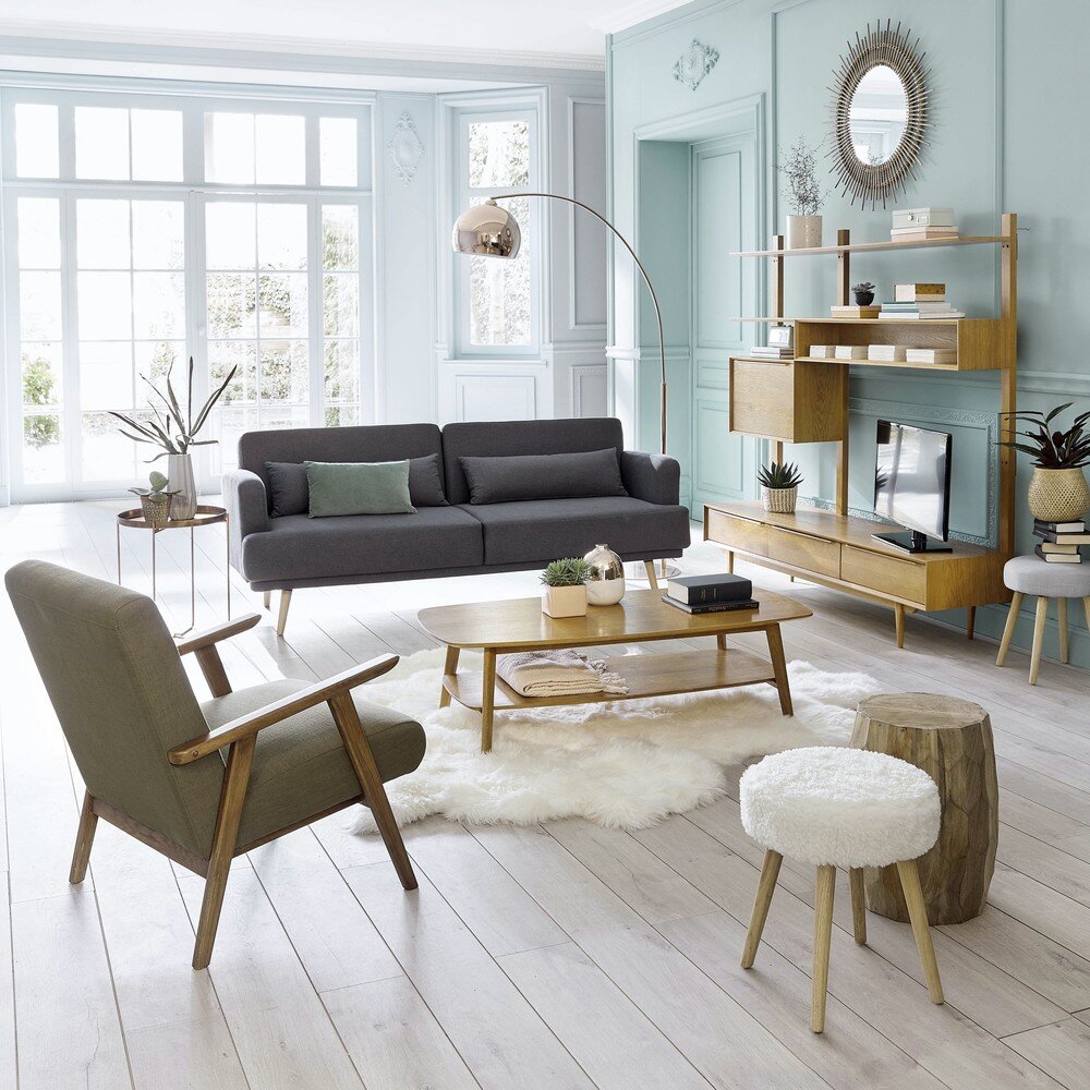 Canape 3 Places Gris Clair Collins Maisons Du Monde