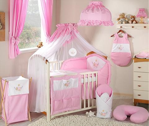 Parure lit bébé brodée 12 pièces literie OURS HAMAC rose