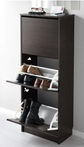 BISSA Armoire à chaussures 3 casiers Noir/brun 49 x 135 cm - IKEA