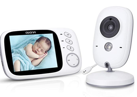 Babyphone Caméra Vidéo sans Fil 3,2 Pouces, AWANFI Moniteur Bébé 2,4 GH