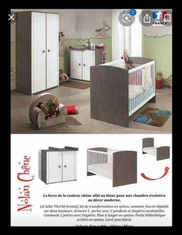 Chambre bébé complète ELLIOT Blanc Chêne