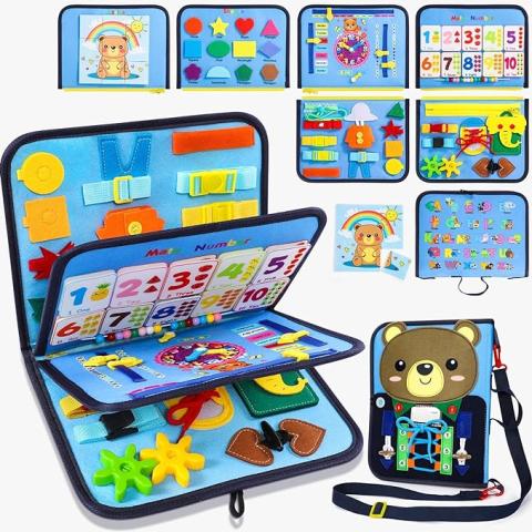 8 en 1 Busy Board Jeux Montessori - Jouet pour 2 3 Ans - Bebe 1 an - Cadeau  Fille Garcon - Activite Enfant 4 Ans - Livre Sensoriel : .fr: Jeux  vidéo