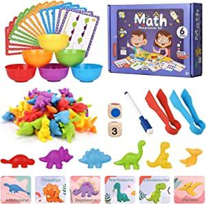 DONGQI Jeux Montessori 2 3 4 5 Ans Dinosaure Jouet Comptage et Tri Assorties Educatif Prescolaire Jeu de Tri Motricite Fine Jouet Educatif Enfants Classification des Couleurs Amazon Jeux et Jouets ...