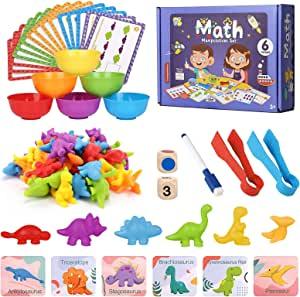 DONGQI Jeux Montessori 2 3 4 5 Ans,Dinosaure Jouet Comptage et Tri  Assorties Éducatif Préscolaire, Jeu de Tri Motricité Fine Jouet Educatif  Enfants Classification des Couleurs : .fr: Jeux et Jouets