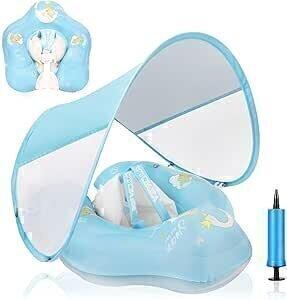 Bouée Bébé Avec Pare-Soleil 3-12 Mois - Bouée Bébé Parasol Siège Anti-Roulement Sécurité - Protection UV UPF50 Bouée Piscine Bébé 3-12 Mois