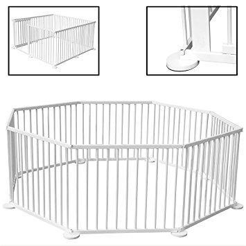 KIDUKU® Parc pour enfants Blanc Barrière de sécurité et parc bébé 7,2