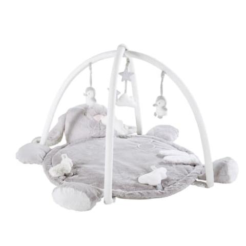 Tapis d'éveil bébé rond lapin gris D90 ARTHUR