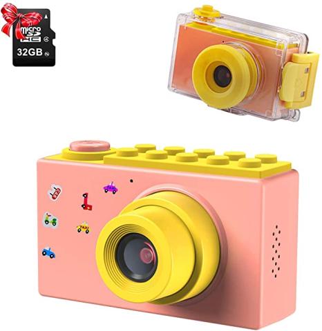 ShinePick Appareil Photo Enfants,Etanche Mini Caméra avec Carte TF 32GB /