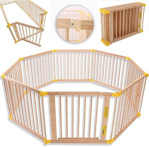 KIDUKU® Barrière de sécurité Parc bébé XXL 7,2 mètres, pliant, porte