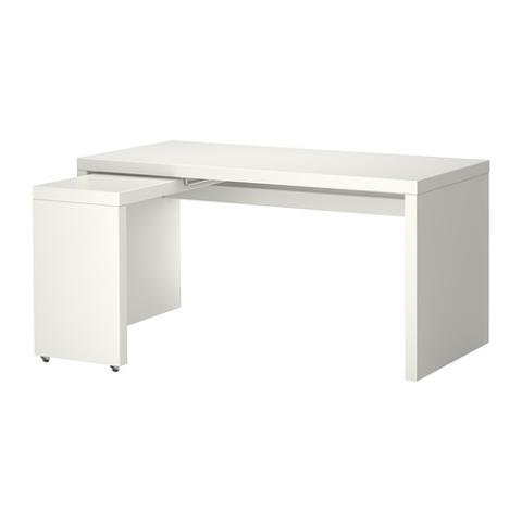 MALM Bureau avec tablette coulissante - blanc - IKEA