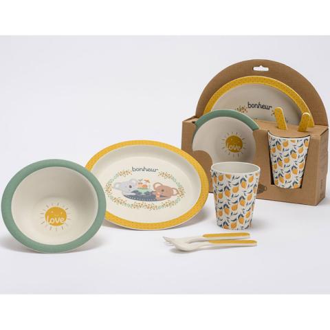 Set repas bambou 5 pieces monstres, petits cadeaux