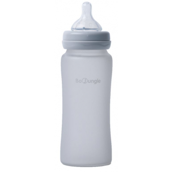 BO JUNGLE - BIBERON VERRE SILICONE 330ML GRIS BO JUNGLE