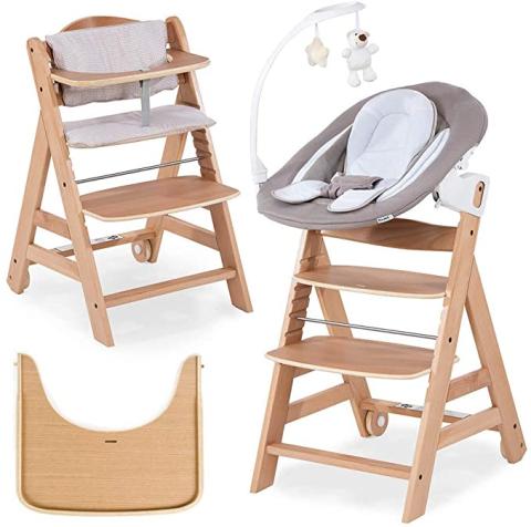 Hauck Beta Plus Newborn Set Deluxe - Chaise Haute Bébé en Bois - Évoluti